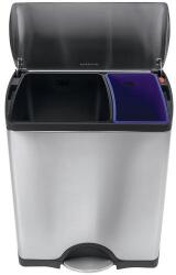 simplehuman Pedálos szemetes szelektív hulladékgyűjtéshez, rozsdamentes acél, szögletes, 46 l
