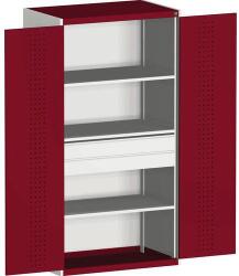 bott Műhely szekrény fiókokkal Bott Cubio, 100 x 105 x 65 cm, 2 polc, 1 fiók, szürke-piros