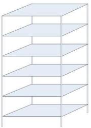 Schulte Design Hathor fém polcállvány, kétoldalú, alapkivitel, 200 x 100 x 60 cm, 1 400 kg, 6 polc, horganyzott