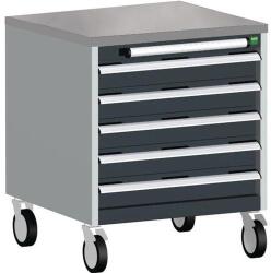 bott Cubio mobil komód, 79 x 65 x 65 cm, 5 fiókos, linóleum, szürke-antracit