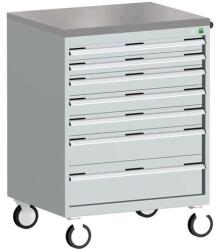 bott Cubio mobil komód, 109 x 80 x 65 cm, 7 fiókos, linóleum, szürke-szürke