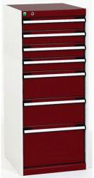 bott Műhely fiókos szekrény Bott Cubio, 120 x 52, 5 x 65 cm, 7 fiókos, szürke-piros