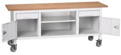 bott Mobil műhelyasztal Bott Verso Storage, 200 x 60 x 83 cm, multiplex, 2 fiók, 1 polc, 2 szekrény, szürke-szürke