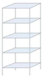 Schulte Design Taranis fém polcállvány, alapkivitel, 200 x 75 x 40 cm, 1 460 kg, 5 polccal, ezüst