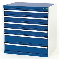 bott Műhely fiókos szekrény Bott Cubio, 80 x 80 x 75 cm, 6 fiókos, szürke-kék - manutan - 862 825 Ft