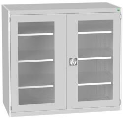 bott Műhelyszekrény átlátszó ajtókkal Bott Cubio, 120 x 130 x 65 cm, 3 polccal, szürke-szürke