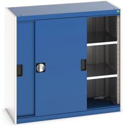 bott Műhelyszekrény tolóajtókkal, 100 x 105 x 52, 5 cm, 2 polccal, szürke-kék
