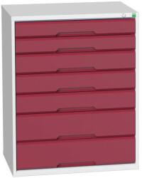 bott Műhely fiókos szekrény Bott Verso, 100 x 80 x 55 cm, 7 fiókos, szürke-piros