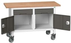 bott Verso Storage mobil műhelyasztal, 125 x 60 x 83 cm, multiplex, 2 fiók, 2 szekrény, szürke-antracit