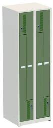 Kovona Rick II hegesztett öltözőszekrény, Z ajtó, 4 részes, hengerzár, szürke/zöld