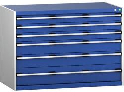 bott Műhely fiókos szekrény Bott Cubio 200, 90 x 130 x 75 cm, 6 fiókos, szürke-kék