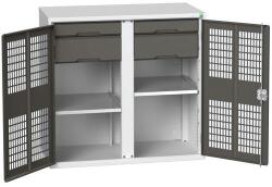 bott Verso fém karbantartó szekrény, drótajtó, 100 x 105 x 55 cm, 2 polc, 4 fiók, szürke-antracit