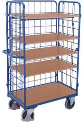 Cordes Polcos kocsi 3 hálós fallal, 5 polccal, 400 kg-ig, 104 x 52, 5 x 178 cm, kék