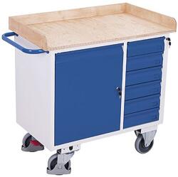Cordes Műhelykocsi szekrénnyel és 6 fiókkal, emelt élekkel, 112, 5 x 61 x 104 cm, kék