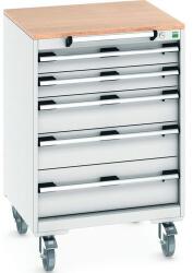 bott Cubio mobil fiókos szekrény, 99 x 65 x 65 cm, 5 fiókos, multiplex, szürke-szürke
