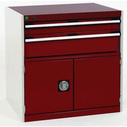 bott Műhely fiókos szekrény Bott Cubio, 80 x 80 x 75 cm, 2 fiók, 1 szekrény, szürke-piros