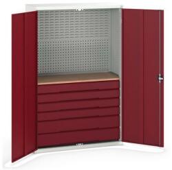 bott Fiókos műhelyszekrény Bott Verso, 200 x 130 x 55 cm, 6 fiókos, szürke-piros