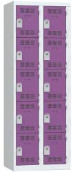 Vinco hegesztett öltözőszekrény, 2 oszlopban 10 rekesszel, 300 mm, hengerzárral, szürke/lila