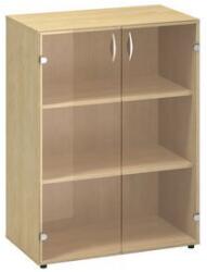 Alfa Office Alfa 500 közepes, széles szekrény, 106, 3 x 80 x 45, 8 cm, üvegajtóval, vadkörte mintázat