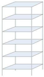 Schulte Design Ogmios fém polcállvány, alapkivitel, 250 x 100 x 50 cm, 1700 kg, 6 polc, 250 kg/polc, horganyzott