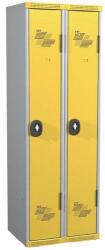 Acial hegesztett öltözőszekrény, 2 rekeszes, 300 mm, forgóretesszel, szürke/sárga