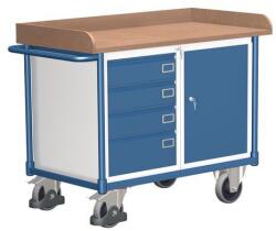 Cordes Műhelykocsi szekrénnyel és 4 fiókkal, 95, 5 x 122 x 64 cm, kék