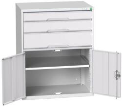bott Műhely fiókos szekrény Bott Verso, 100 x 80 x 55 cm, 3 fiók, 1 szekrény, szürke-szürke