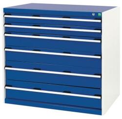 bott Műhely fiókos szekrény Bott Cubio, 100 x 105 x 65 cm, 6 fiókos, szürke-kék