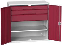 bott Fiókos műhelyszekrény Bott Verso, 100 x 105 x 55 cm, 1 polc, 3 fiók, szürke-piros