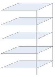 Schulte Design Taranis fém polcállvány, hozzáépíthető, 200 x 100 x 60 cm, 730 kg, 5 polccal, ezüst