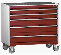 bott Cubio mobil komód, 98, 5 x 105 x 65 cm, 5 fiókos, matt, szürke-piros