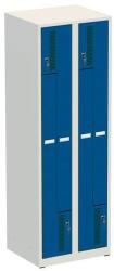 Kovona Rick II hegesztett öltözőszekrény, Z ajtó, 4 részes, hengerzár, szürke/sötétkék