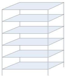 Schulte Design Hathor fém polcállvány, kétoldalú, alapkivitel, 200 x 130 x 60 cm, 1 400 kg, 6 polc, horganyzott