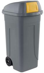 Mobil Plastic Műanyag kültéri hulladékgyűjtő, 100 l űrtartalom, szürke/sárga