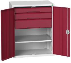 bott Fiókos műhelyszekrény Bott Verso, 100 x 80 x 55 cm, 1 polc, 3 fiók, szürke-piros