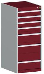 bott Műhely fiókos szekrény Bott Cubio, 120 x 52, 5 x 52, 5 cm, 7 fiókos, szürke-piros