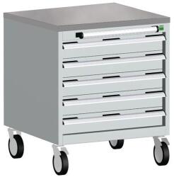 bott Cubio mobil komód, 79 x 65 x 65 cm, 5 fiókos, linóleum, szürke-kék