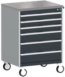 bott Cubio mobil komód, 109 x 80 x 65 cm, 6 fiókos, linóleum, szürke-antracit