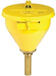 Justrite Fém tölcsér Justrite fedéllel gyúlékony anyagokra, átmérője 27 cm, hossza 82 cm, sárga