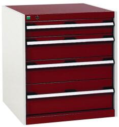bott Műhely fiókos szekrény Bott Cubio, 70 x 65 x 65 cm, 4 fiókos, szürke-piros