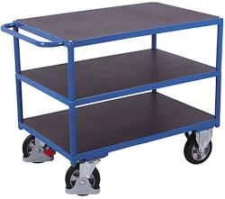 Variofit Polcos kocsi fogantyúval, 1000 kg-ig, 3 polc, 92, 5 x 179 x 80 cm, kék