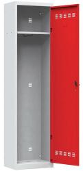 Vinco hegesztett öltözőszekrény, 1 rekeszes, 500 mm, hengerzárral, szürke/piros - manutan - 233 490 Ft