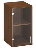 Alfa Office Alfa 500 alacsony, keskeny hozzáépíthető szekrény, 71, 7 x 40 x 45, 8 cm, üvegajtóval - balos kivitel, dió mintázat