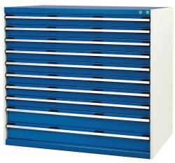 bott Műhely fiókos szekrény Bott Cubio, 120 x 130 x 75 cm, 10 fiókos, szürke-kék