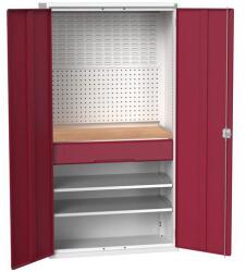 bott Fiókos műhelyszekrény Bott Verso, 200 x 105 x 55 cm, 2 polc, 1 fiók, szürke-piros