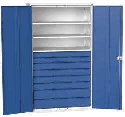 bott Fiókos műhelyszekrény Bott Verso, 200 x 130 x 55 cm, 3 polc, 8 fiók, szürke-kék