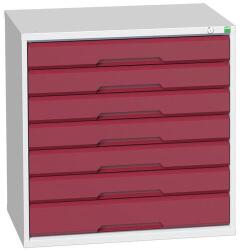 bott Műhely fiókos szekrény Bott Verso, 80 x 80 x 55 cm, 7 fiókos, szürke-piros