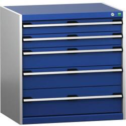 bott Műhely fiókos szekrény Bott Cubio 200, 80 x 80 x 65 cm, 5 fiókos, szürke-kék