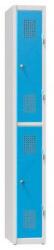 Polak Fém szekrény, 2 rekeszes, lábazaton, félbevágott, polc nélkül, 300 x 500 x 1850 mm, szürkéskék
