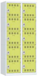 Vinco hegesztett öltözőszekrény, 2 oszlopban 10 rekesszel, 400 mm, forgóretesszel, szürke/zöld